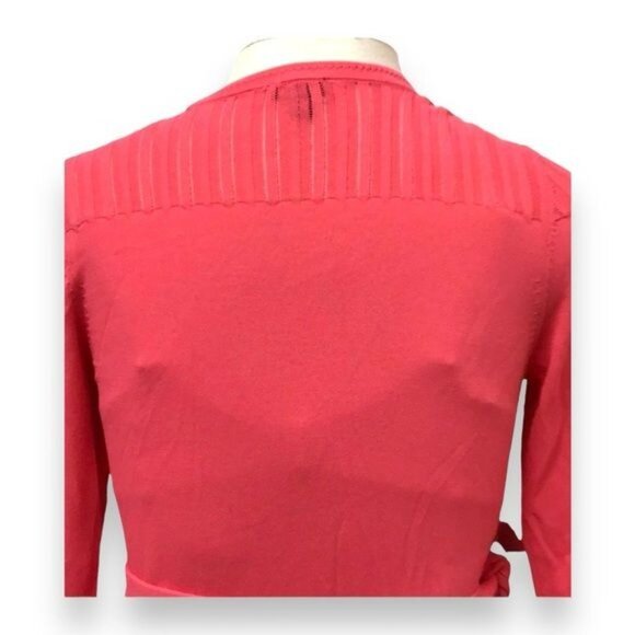 Ann Taylor Women’s 3/4 Sleeve Knit Wrap Front Blouse, Pink, size M - Picture 4 of 6